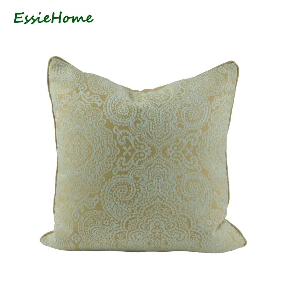 ESSIE HOME Chinese Pattern Yellow White Pillow Case Cushion Cover Jacquard Light With Piping Edge | Дом и сад