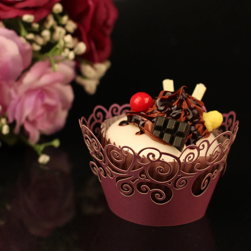 50 шт. Лазерная Резка Вайн Облака Завертчицы Булочки Чашки Торт Casamento Свадьба