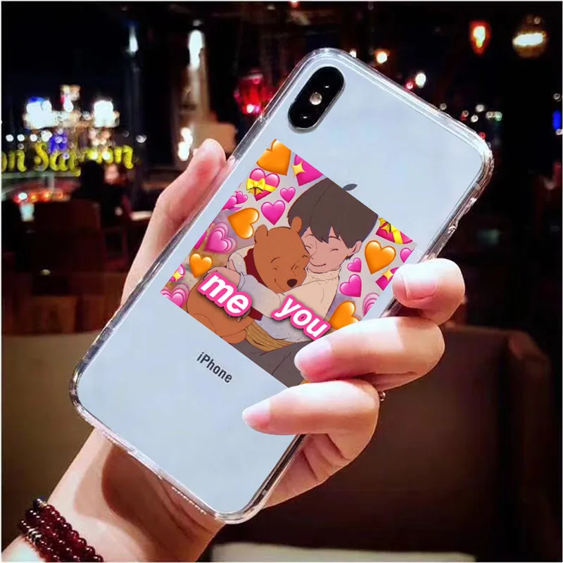 T6556 Супер милый кот собака мультфильм розовый в форме сердца ты и я серия HD Прозрачный чехол для телефона для iphone 11 Pro XS Max X XR 8 7 6 6S Plus 5S SE - Цвет: T6556