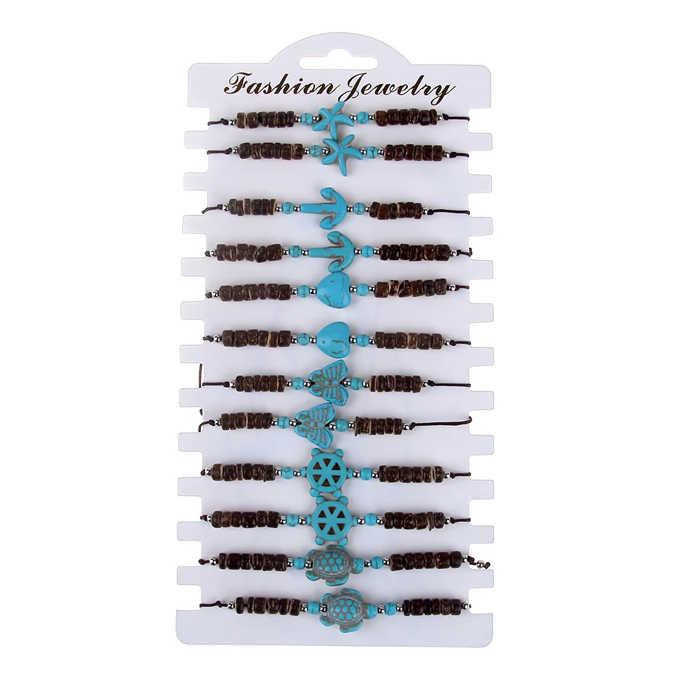 Винтажные Ретро бусины из лавового камня бирюзы натурального плетеные браслеты