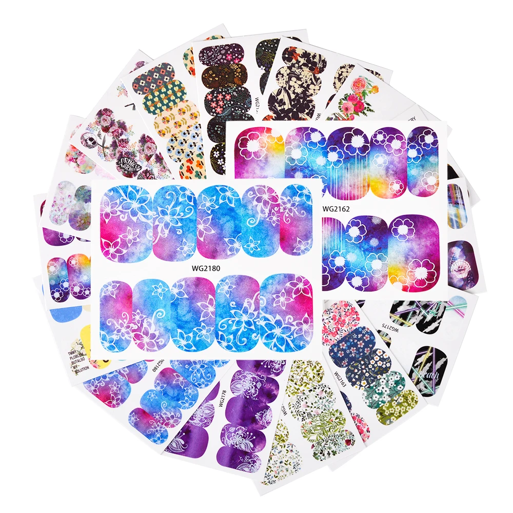 45 шт. Водные Наклейки для ногтей Цветные Цветочные Фламинго слайдеры татуировки