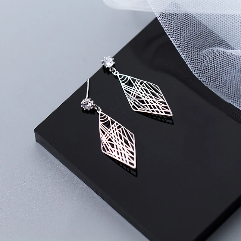 MloveAcc Solid Real 925 Sterling Silver Ethnic Texture Pattern Drop Earrings Unique Design Women | Украшения и аксессуары