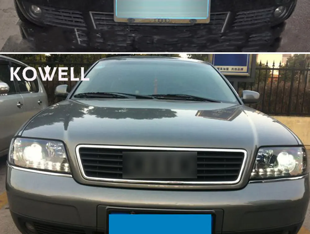 KOWELL автомобильный Стайлинг для Audi A6 светодиодный налобный фонарь 1997-2004 A6 Биксеноновая фара светодиодный DRL Автомобильные фары