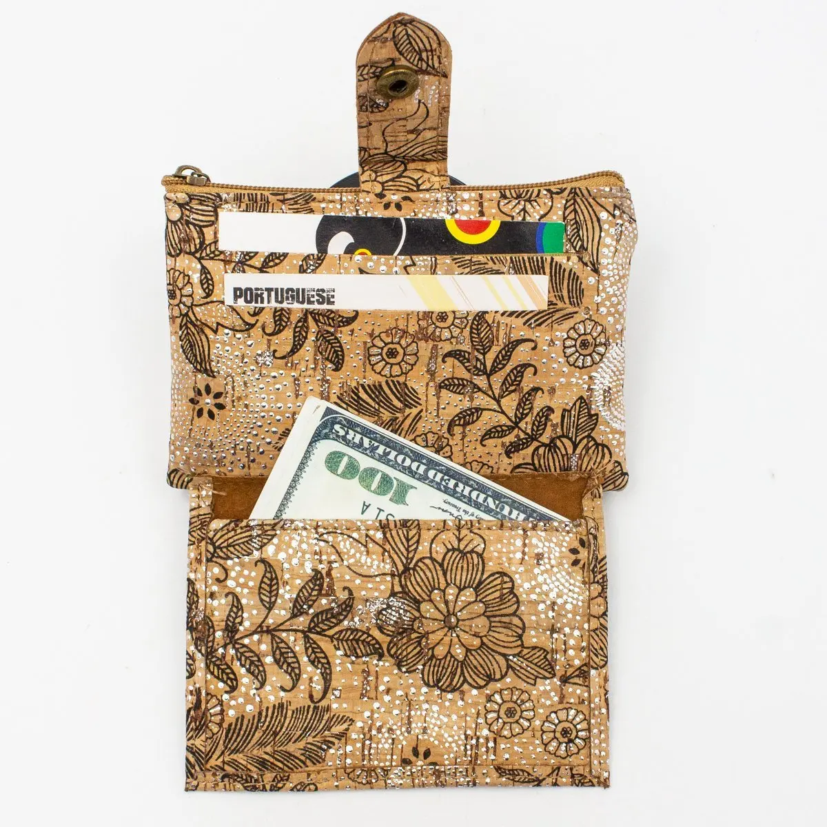 Тисненый Цветочный узорчатый пробковый маленький кошелек BAG 379 E|Зажимы для денег|