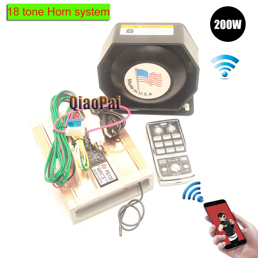 Полицейская сирена для автомобильной сигнализации USB Mp3 Bluetooth усилитель сигнализации Беспроводной 200 Вт сирена динамик авто рог электрический мегафон Pa система - Цвет: 1