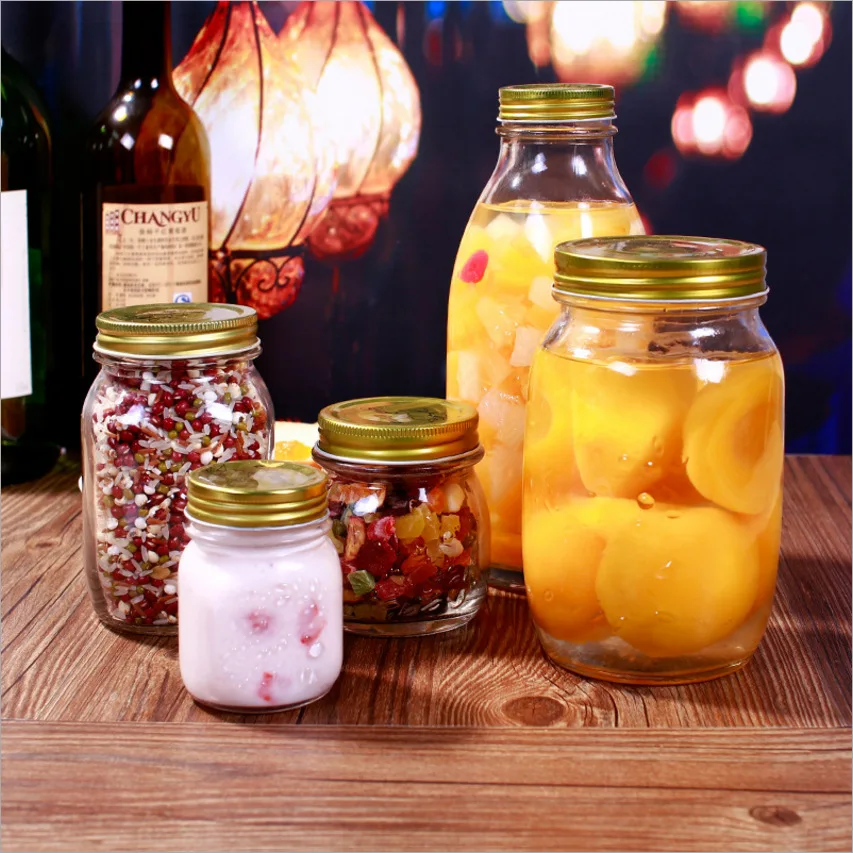 Квадратные круглые стеклянные герметичные контейнеры для хранения jam honey bottle glass
