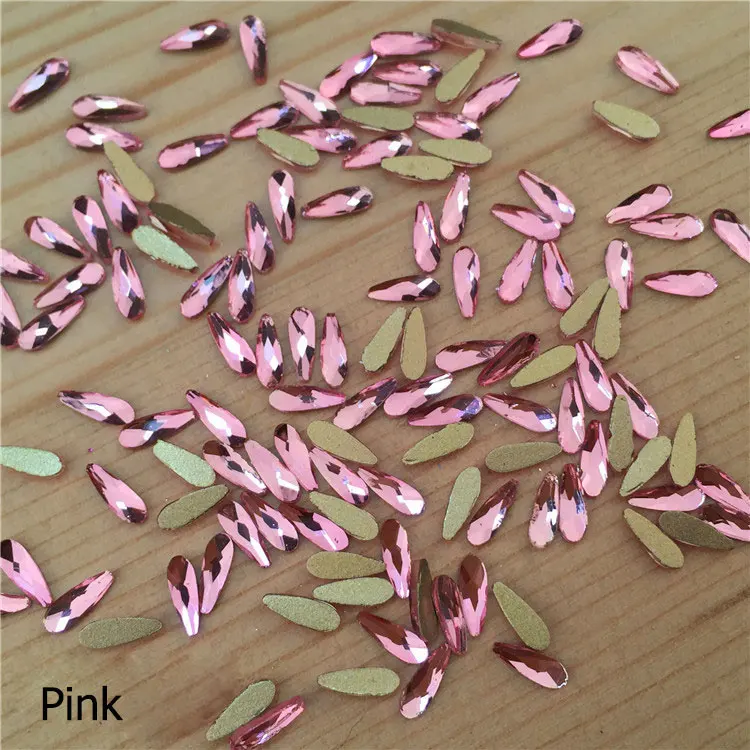 Pink 10 шт. Кристальные блестящие 3D Стразы для дизайна ногтей AB Красочные капли прозрачный AB/Роза/черный/розовый DIY украшения Подвески с плоской задней частью драгоценные камни - Цвет: Pink