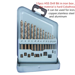 Твердое вольфрамовое кобальтовое Сверло HSS, 13 шт.лот, 1,5 мм-6,5 мм для кольцевой пилы Dremel, железная, медная, алюминиевая, нержавеющая сталь
