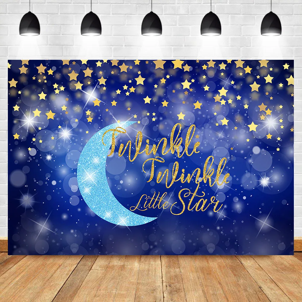 Фотофон NeoBack Twinkle Little Stars с голубой луной детский праздничный фон для фотосъемки