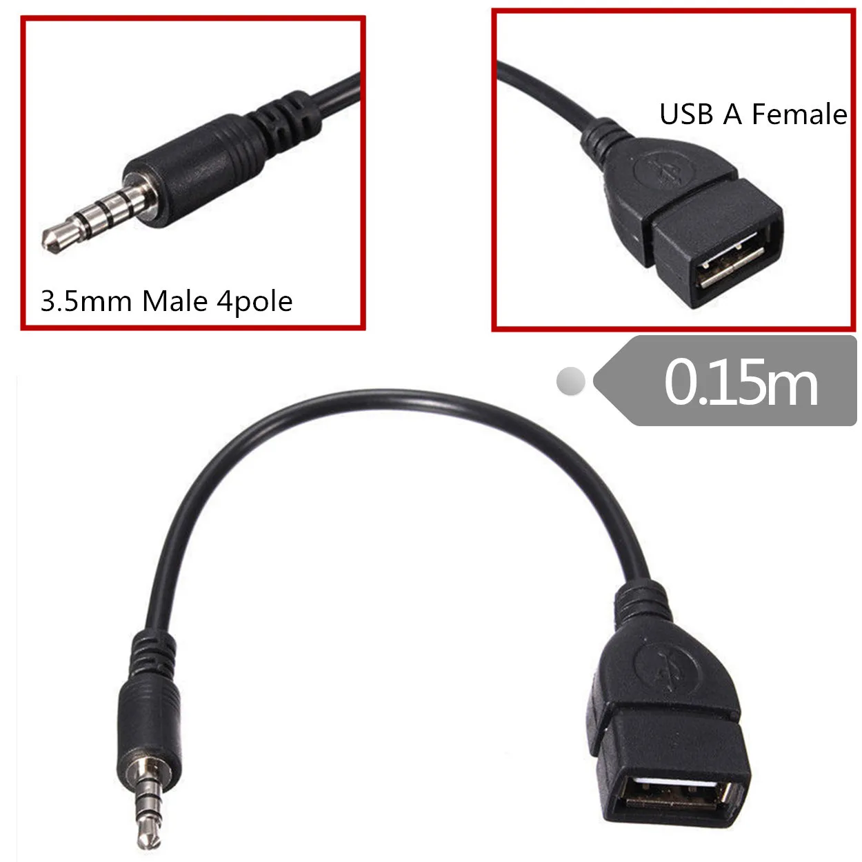 3 5 мм Автомобильный штекер аудио AUX кабель для USB 2 0 Тип A Женский Адаптер