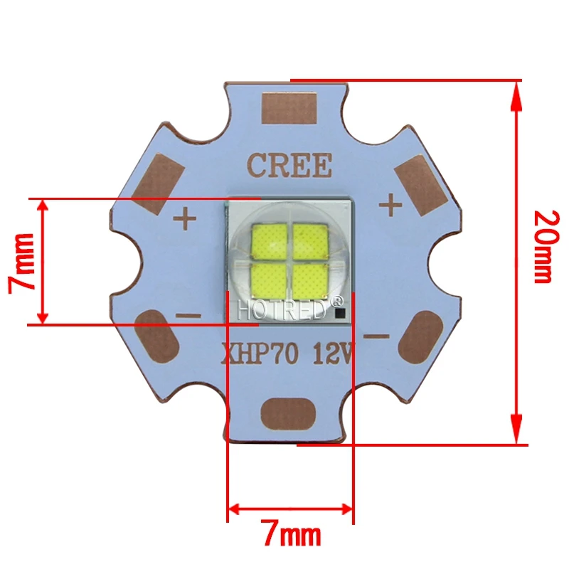 1 шт. 7070 20 Вт 6 в 12 В Led замена Cree XLamp XHP70.2 XHP50.2 светодиодный излучатель холодный белый 6500k синий светодиодный чип света с 20 мм Cooper PCB