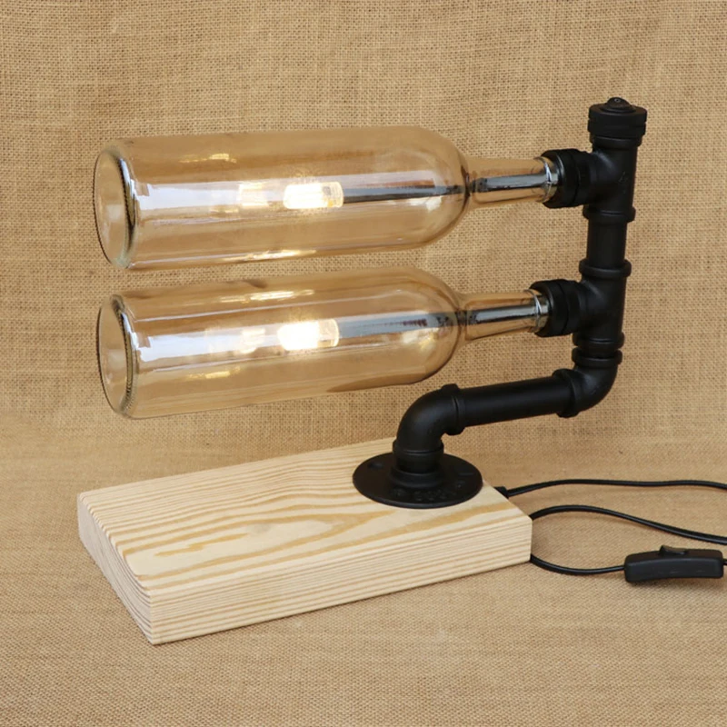 Современный светодиодный витражный абажур бутылка настольная лампа включает