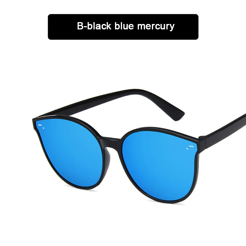B-Black Mirror Blue HJYBBSN Kinder Zonnebril кошачий глаз детские солнцезащитные очки круглая красочная оправа радужные зеркальные солнцезащитные очки для мальчиков и девочек Oculos de sol - Цвет линз: B-Black Mirror Blue