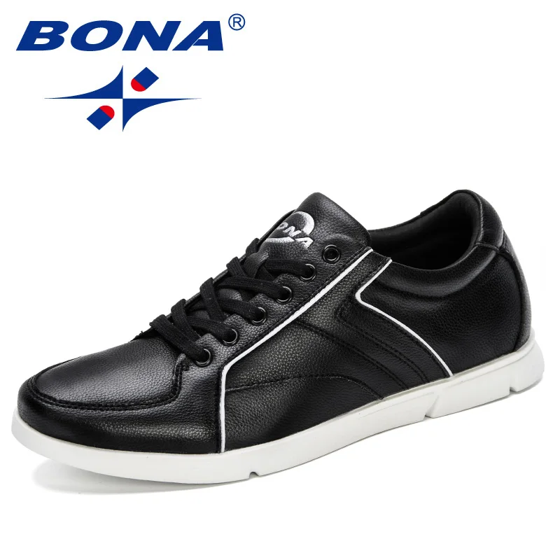 Black BONA/Новинка года; дизайнерская мужская прогулочная обувь; сезон осень; удобная уличная спортивная обувь; мужские кроссовки; трендовая удобная мужская обувь для бега - Цвет: Black