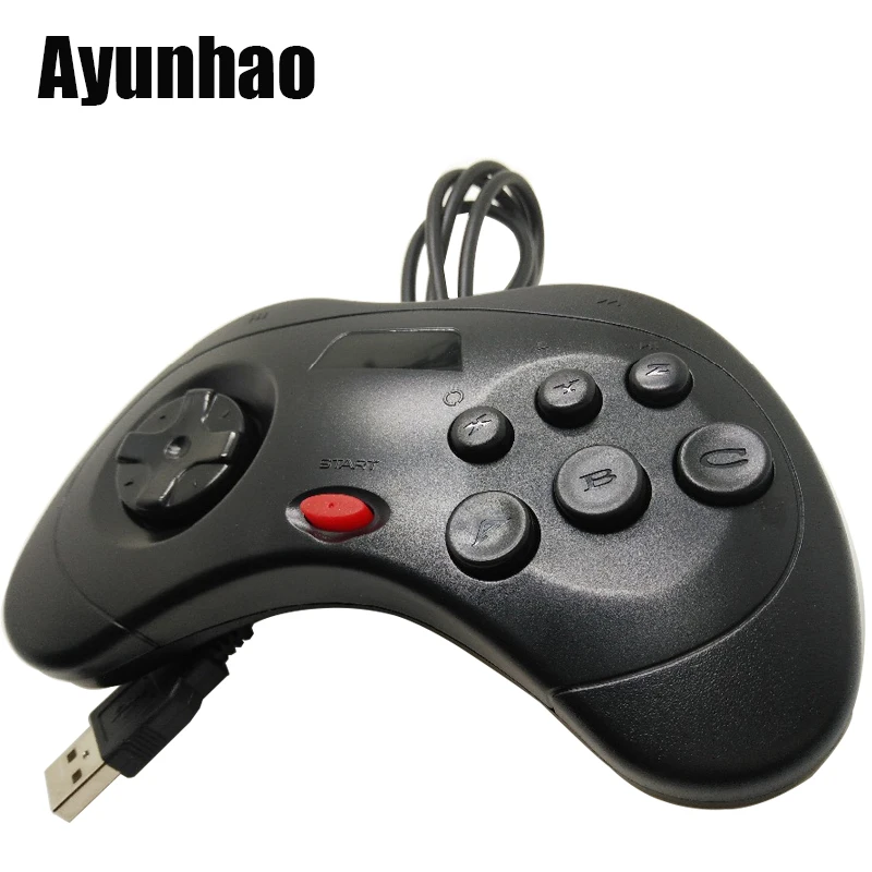 2 шт. USB игровой контроллер 6 кнопок SEGA джойстик держатель для ПК MAC Mega Drive Genesis/MD2 Y1301