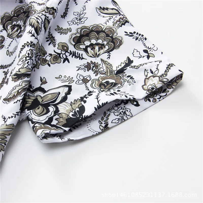 YZBZJC 2018 New Floral Men clothing Shirts Short Sleeve Fashion Casual Fit Slim Dress Print Homme | Мужская одежда