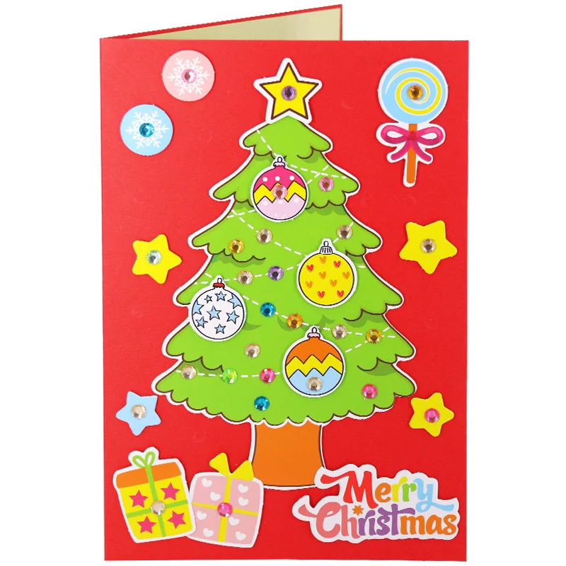 Baby DIY Handmade Christmas Card Kindergarten Children Creative Santa Claus 3D Greeting Card Craft Educational Toy Gift
