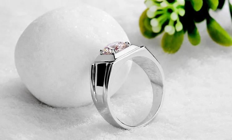 Genuine 14K White Gold 1CT Diamond Solitaire Ring Men Solid Setting Engagement Jewelry for Male Nice quality Him | Украшения и