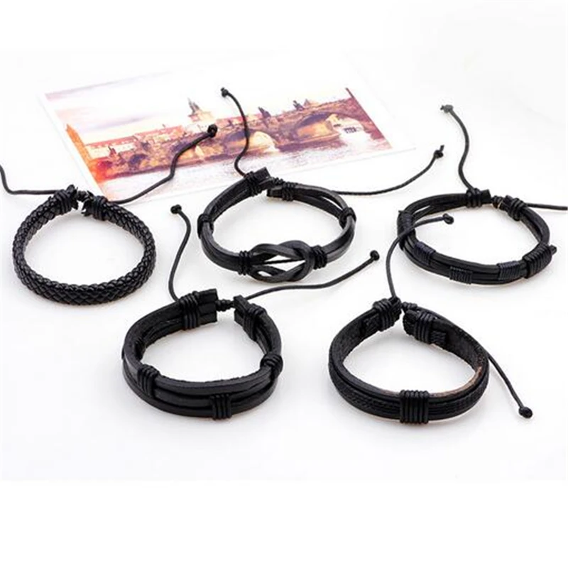 Винтажный Набор браслетов с подвесками для мужчин и женщин, модные браслеты, кожаный браслет, браслеты, ювелирные изделия, браслет для вечеринки
