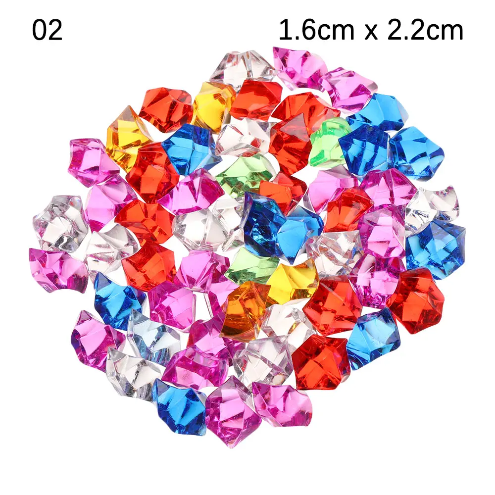 1.6x2.2cm 50Pcs/bag Colorful Acrylic Fish Tank Ornament Crystal Ice Cubes Stone Ice Rocks Vase Filler Pebble for Wedding Garden - Цвет: 1.6x2.2cm
