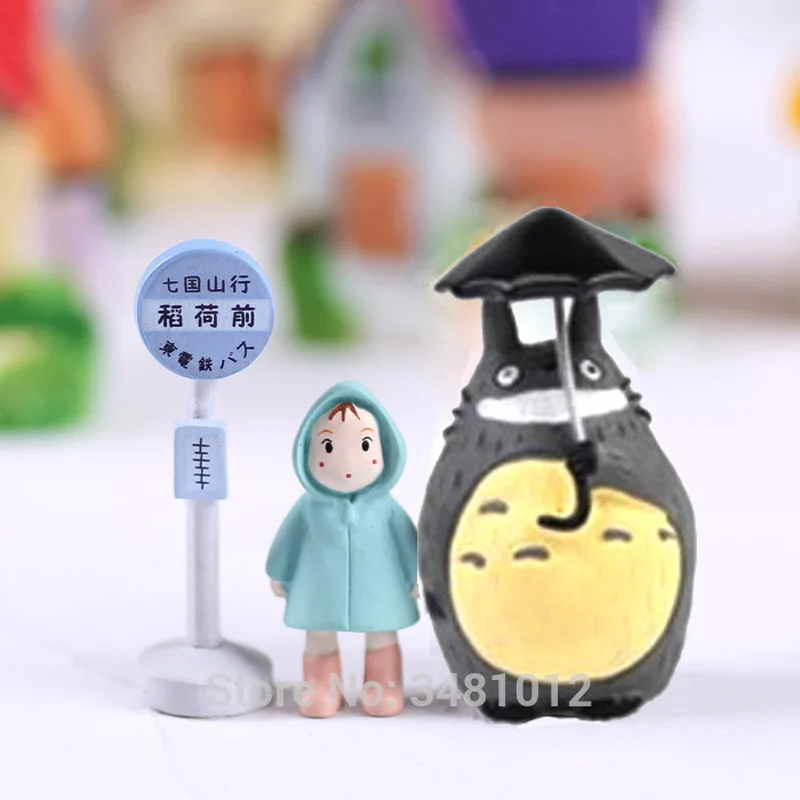 Studio Ghibli Мой сосед Тоторо зонтик Набор Модель ПВХ Фигурки Мэй куклы гном Террариум фигурки мини сад Декор - Цвет: totoro smile xiaomei