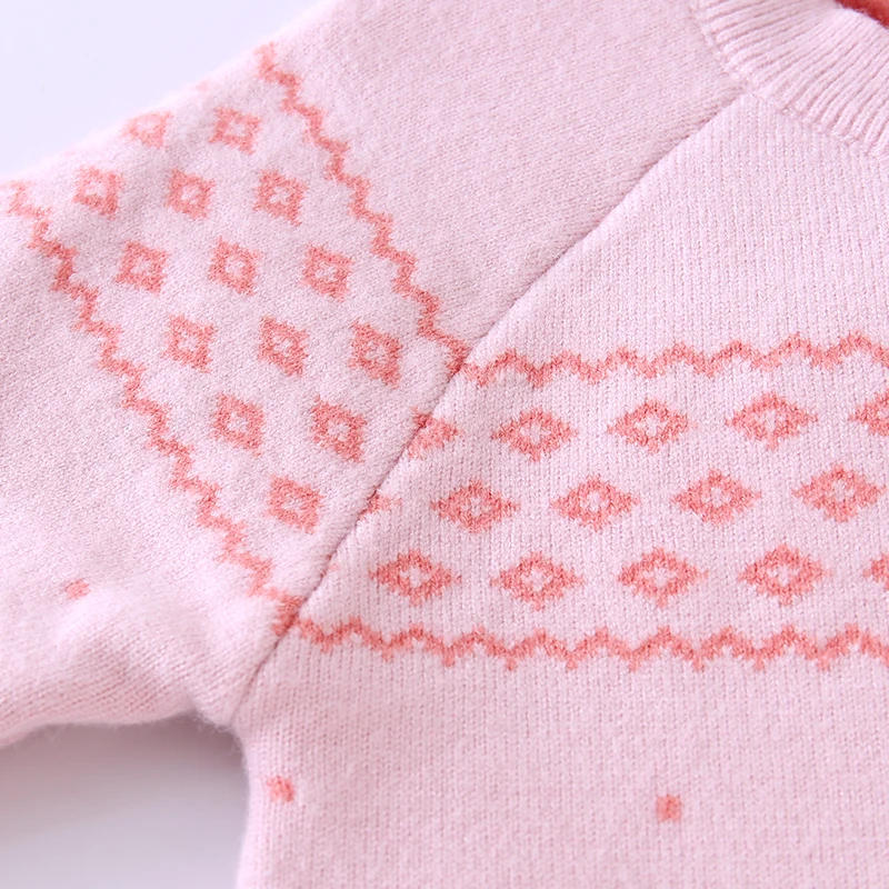 Детский Зимний вязаный комбинезон с шапкой Теплая Рождественская Одежда для