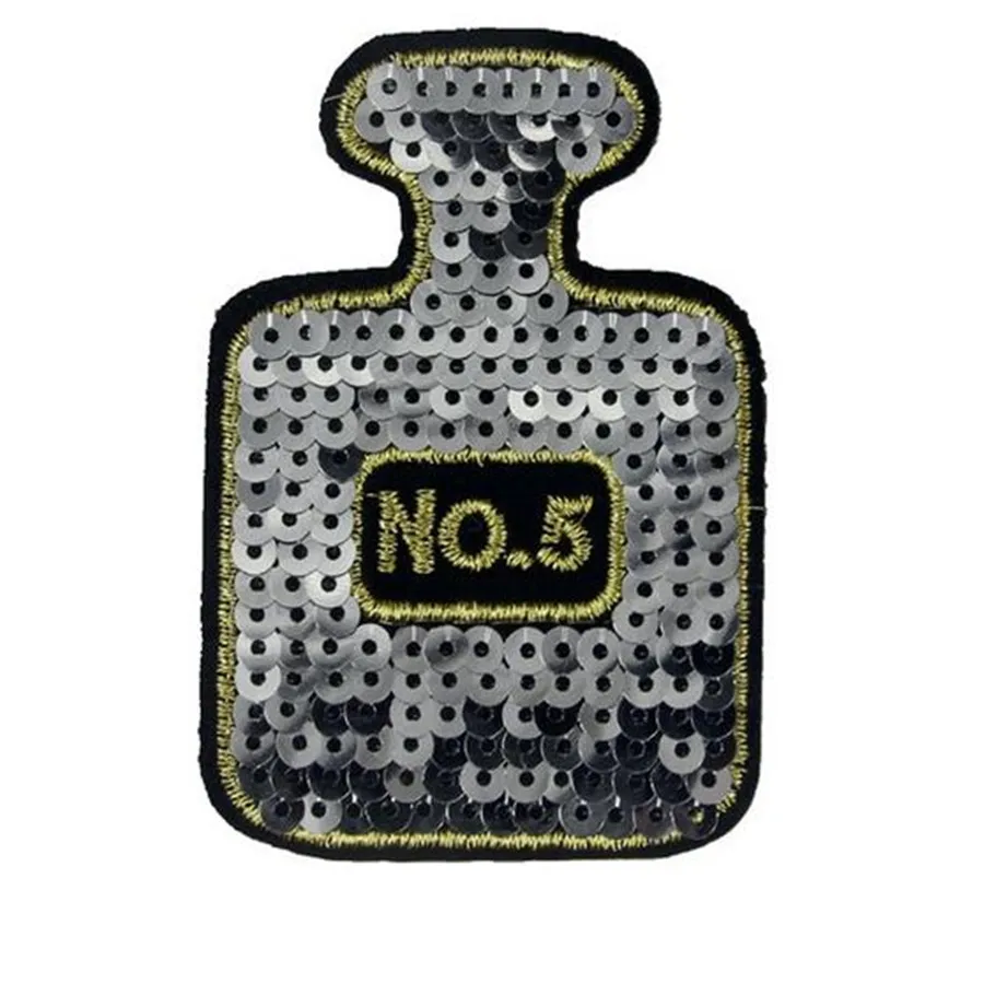 2Pcs Embroidered Iron On Patches For Clothes Scent-Bottle Sequins Clothing DIY Motif Applique