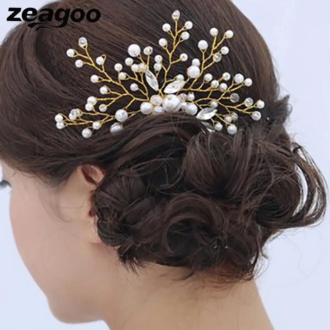 Жемчуг волос имитация гребень Шпилька Сделано Для женщин ручной горный хрусталь