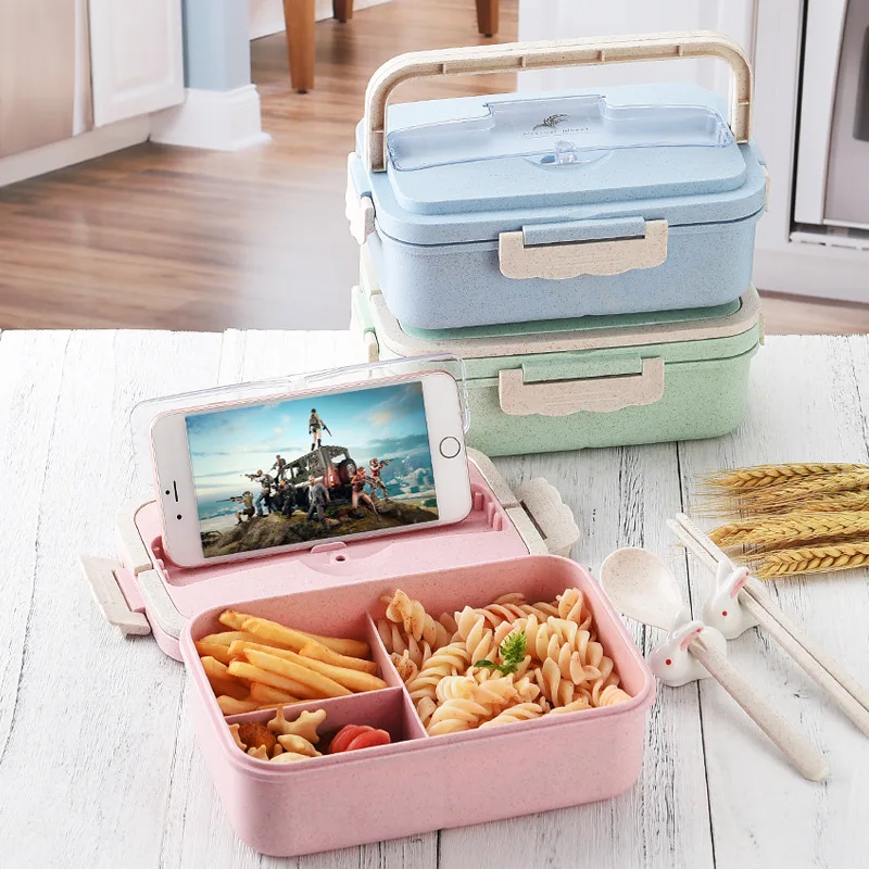Bento Ланч-бокс детский пищевой контейнер для еды пшеничная солома пластиковая