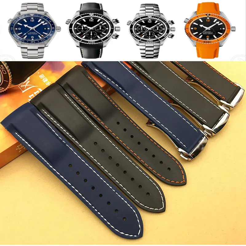 Изогнутый силиконовый ремешок для часов Ome ga Seamaster океанов 20 мм 22 мм|Ремешки часов|