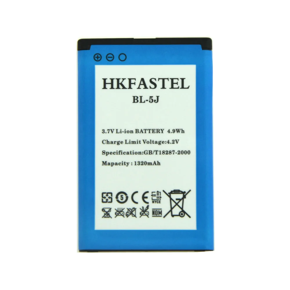 HKFASTEL Новый BL 5J литий ионный аккумулятор для мобильного телефона Батарея Nokia 5800