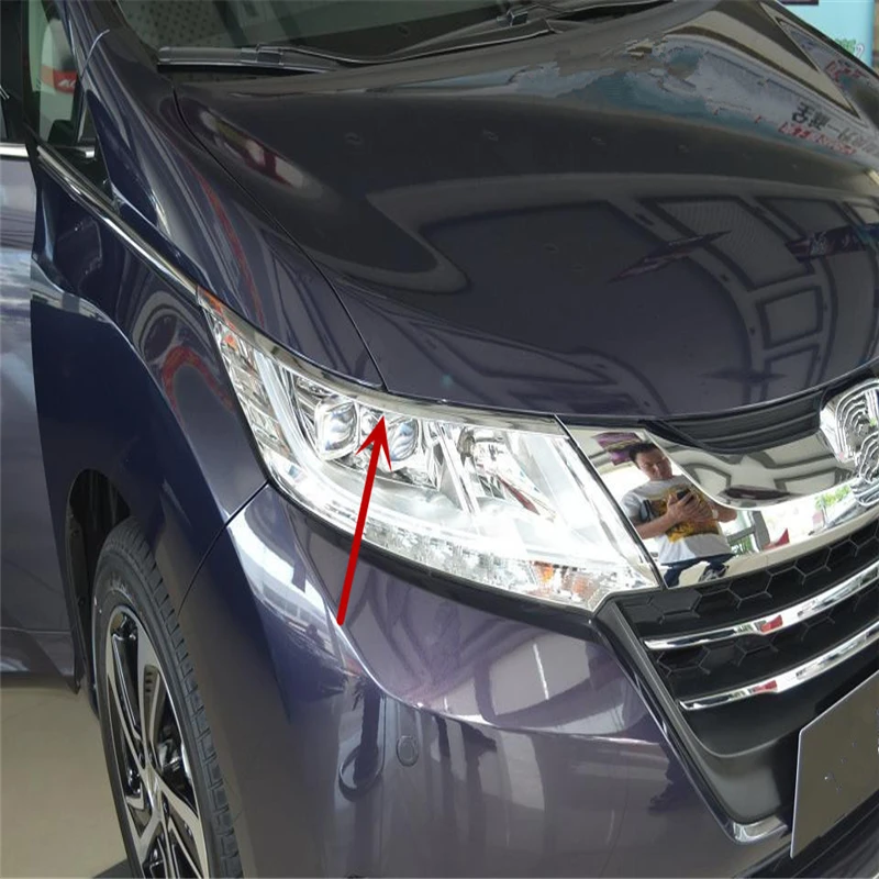 

WELKINRY car auto cover For Honda Odyssey RC1 RC2 2013 2014 2015 2016 2017 ABS chrome front head lamp light eyelid eyebrow trim