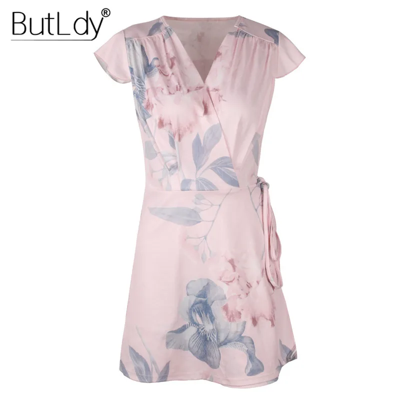 

Summer 2019 Bohemian Short Dress Women Print Floral Sexy V-Neck Short Sleeve Mini Dresses Casual Beach Dress Female Sundress