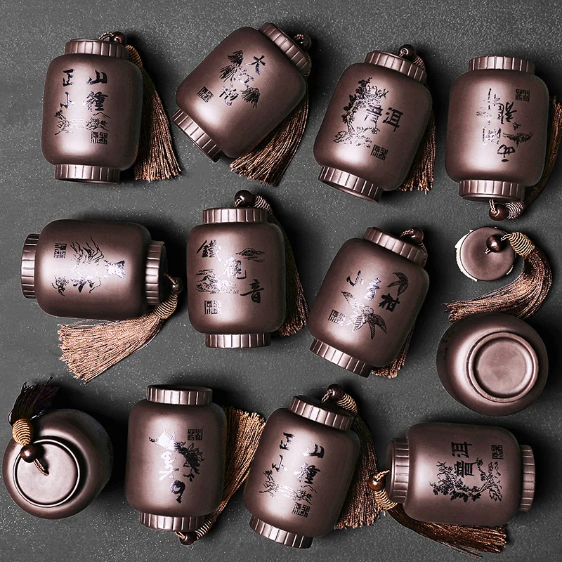 Традиционный китайский чай банку Еда контейнер с Ленточки украшения кофе сахар