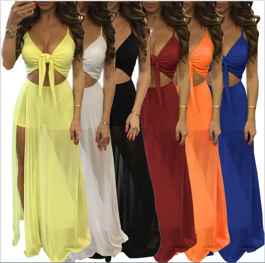 2019 Latest Blasting the net yarn Patchwork Bow tie Hollow Out V-Noeck Vestidos chest knot a variety of wear method dress | Женская