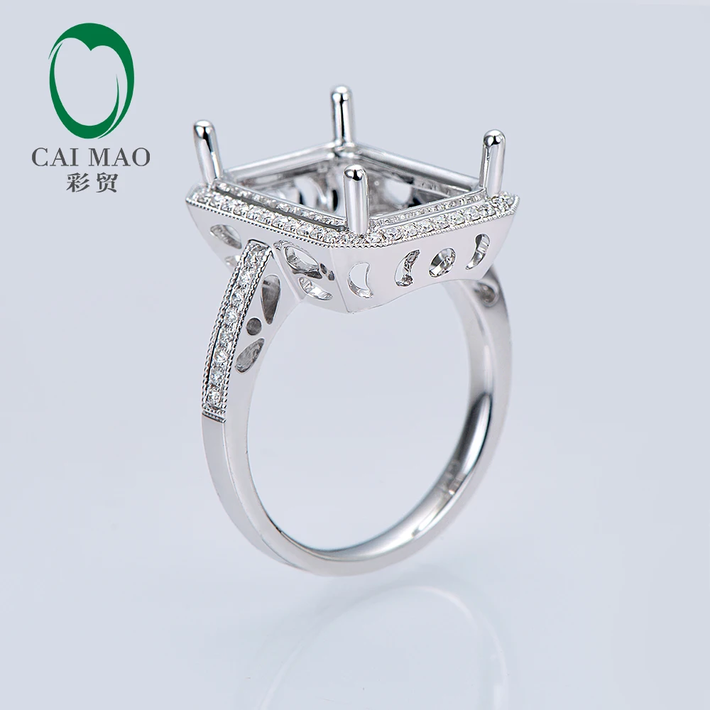 Caimao 8x13 мм Изумрудное кольцо 14ct БЕЛОЕ ЗОЛОТО Halo полный разрез Алмазный Milgrain обручальное кольцо полу крепление настройки