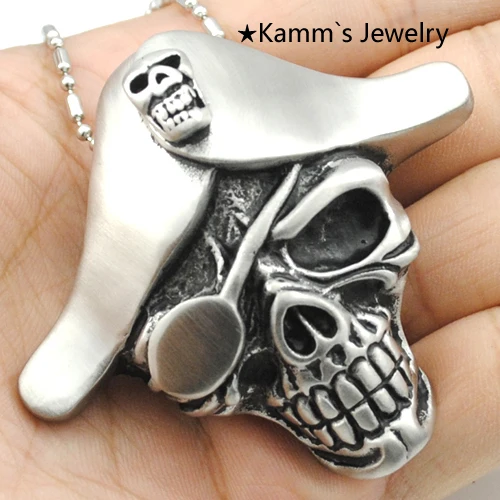 Мужской большой череп пиратский капитан Джек Скеллингтон skyrim кулон ожерелье 316L