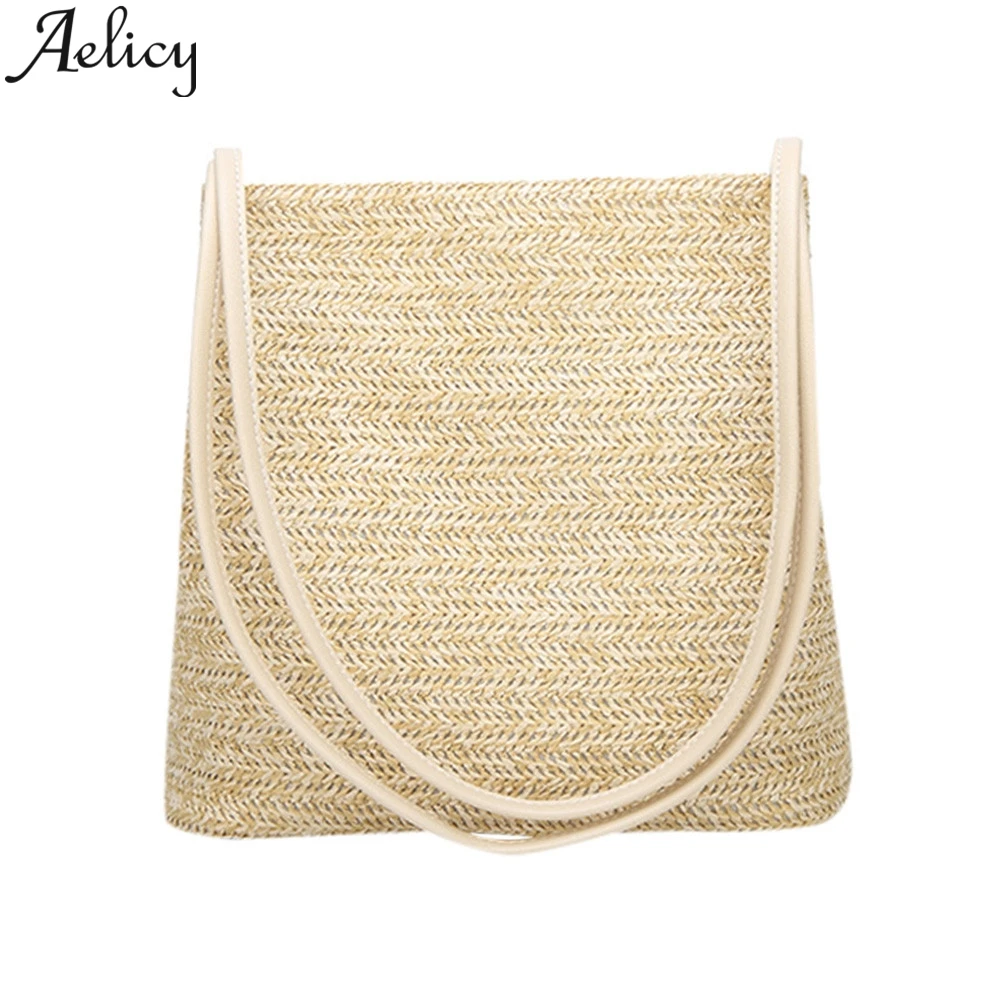 Женская сумка через плечо AelicySummer однотонная плетеная Сумка клатч в форме ведра