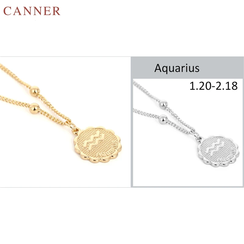 Золотой цвет 12 Созвездие ожерелье Знак зодиака резные круглые ожерелья для монет