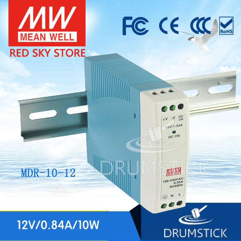 MEAN WELL MDR 10 12 12V 0.84A 10W одиночный выход промышленный din рейку источник питания|din rail