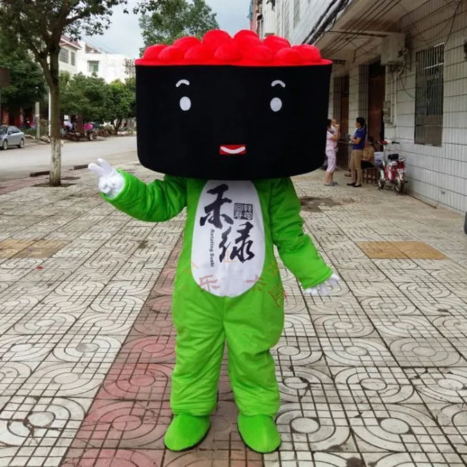

Anime Cartoon Sushi Mascot Costume Japanese Food Theme Sushi Mascotte Fancy Dress Fast Food Advertising Restaurant Adult Suit