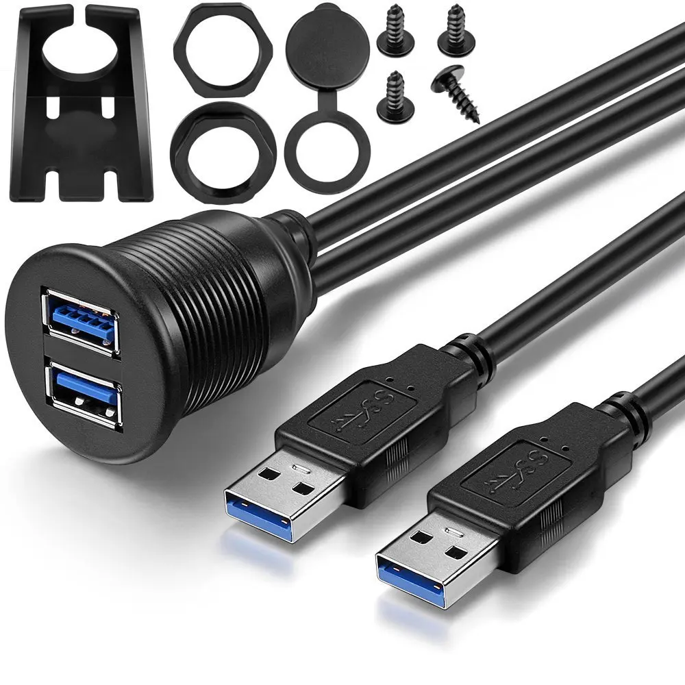 2 порта двойной USB 3 0 штекер к гнездовой Автомобильный панельный кабель для