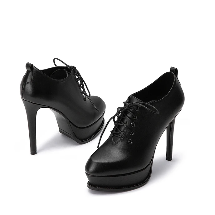 Женская обувь из натуральной кожи на каблуке шпильке с перекрестной шнуровкой