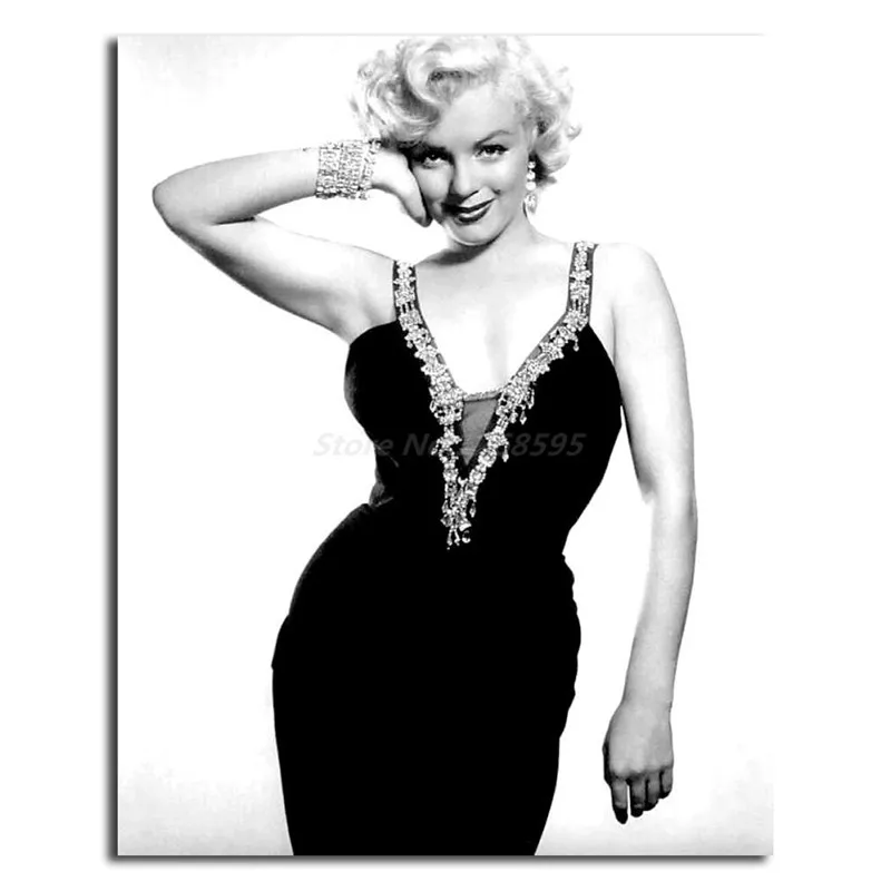 Плакаты Marilyns Monroes на холсте с черным платьем художественная картина стену