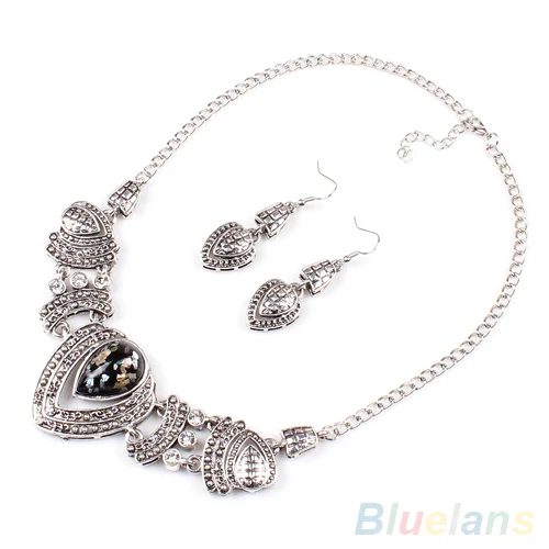 Женский винтажный комплект из колье серёг и цепочки 08TZ|necklace earrings jewelry set|jewelry