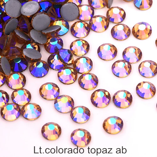 lt.colorado topaz ab Высокое качество SS16 SS20 Горячая фиксация Стразы светильник Colorado Topaz фуксия AB железо на горячей фиксации стеклянные камни для свадебного дизайна F0080 - Цвет: lt.colorado topaz ab