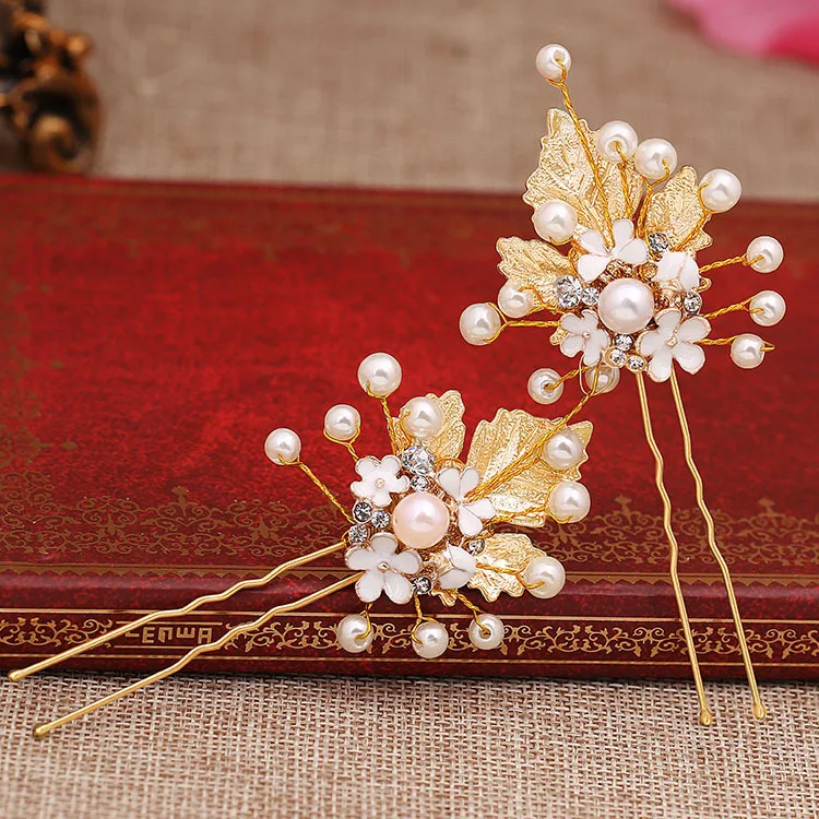 HIMSTORY 6 шт. ручной работы искусственный жемчуг цветок и листья свадебные заколки
