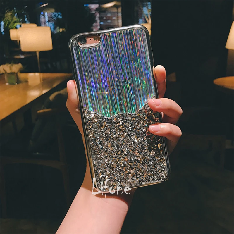 Kerzzil Shining Plating Laser Sequins Colorful Soft Case for iPhone 8 7 6 6S Plus Phone Silicone Cover Back |