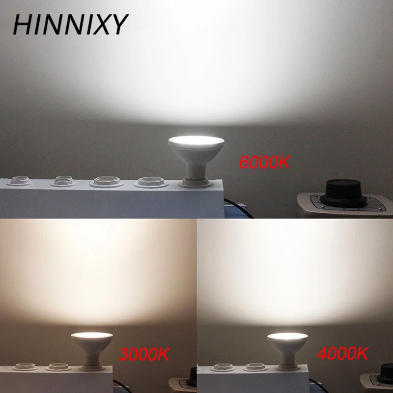 Hinnixy LED Par30 12W E27 трек лампа 100 240V 1200lm пластик черный белый корпус теплый