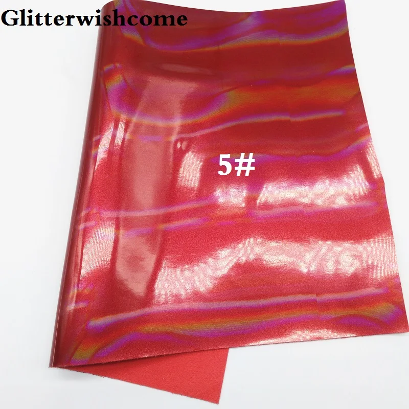 Glitterwishcome 21X29 см A4 размер искусственная кожа ткань Переливающаяся Гладкая лакированная кожа Fabirc кожа ткань винил для бантов, GM009A - Цвет: 5